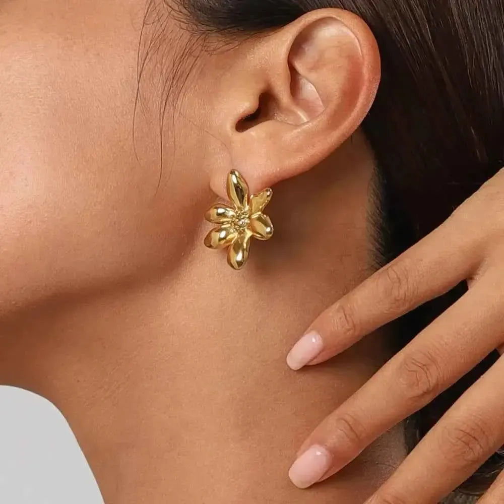 Dainty Stainless Steel Flower Earrings
