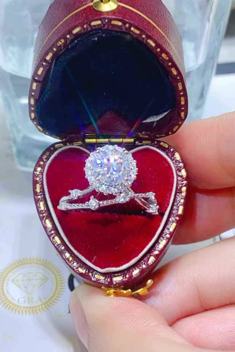 Platinum-Plated Elegant Moissanite Ring