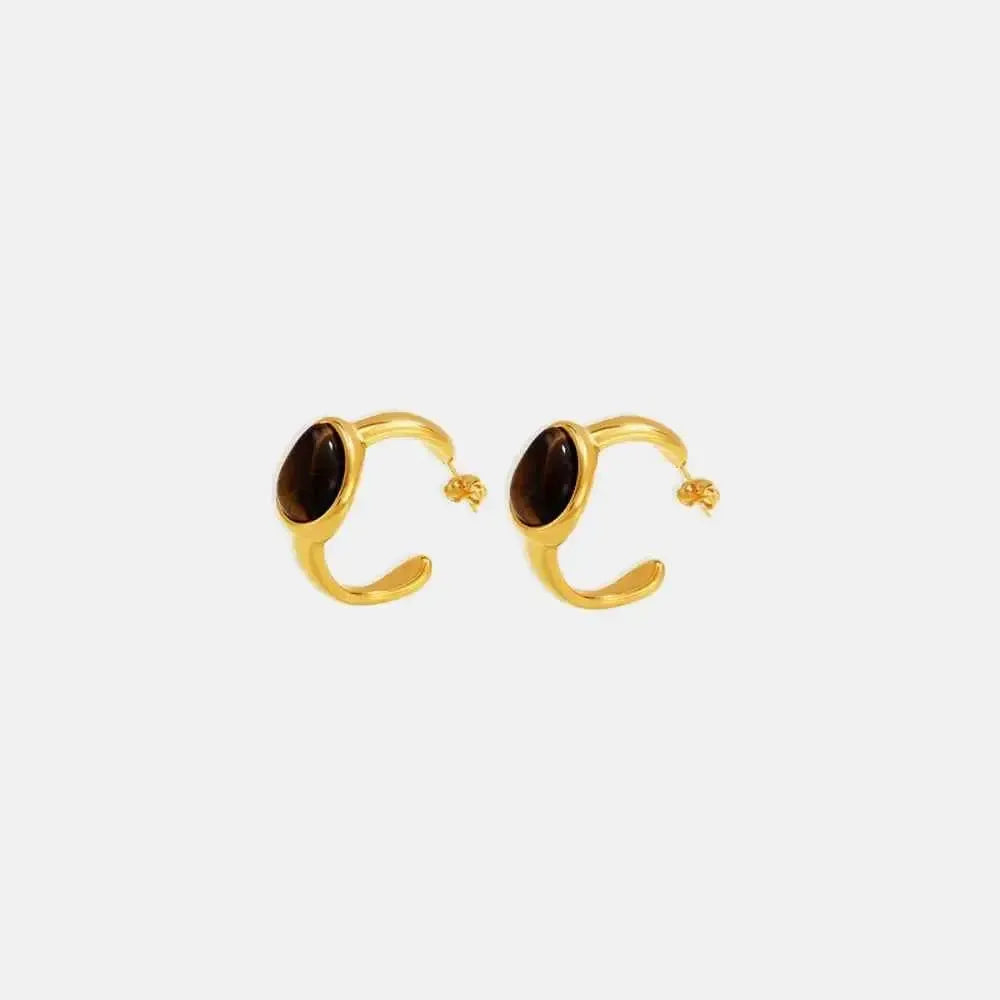 Tiger’s Eye C-Hoop Earrings