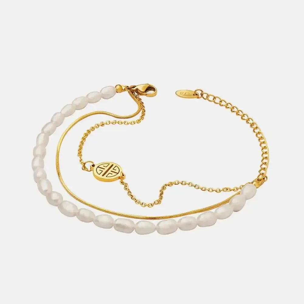 Three‑Tiered Pearl Titanium Bracelet