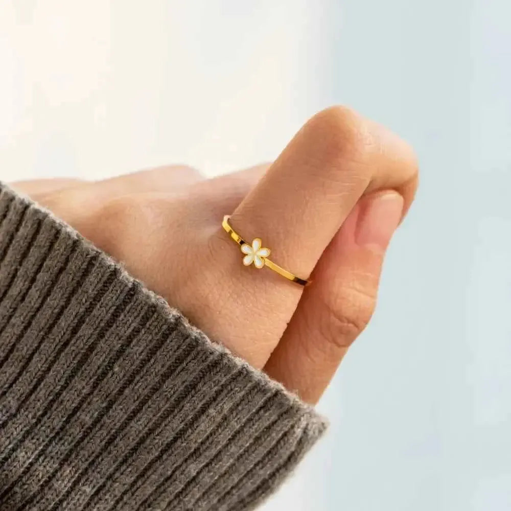Enamel Flower Ring – 925 Sterling Silver