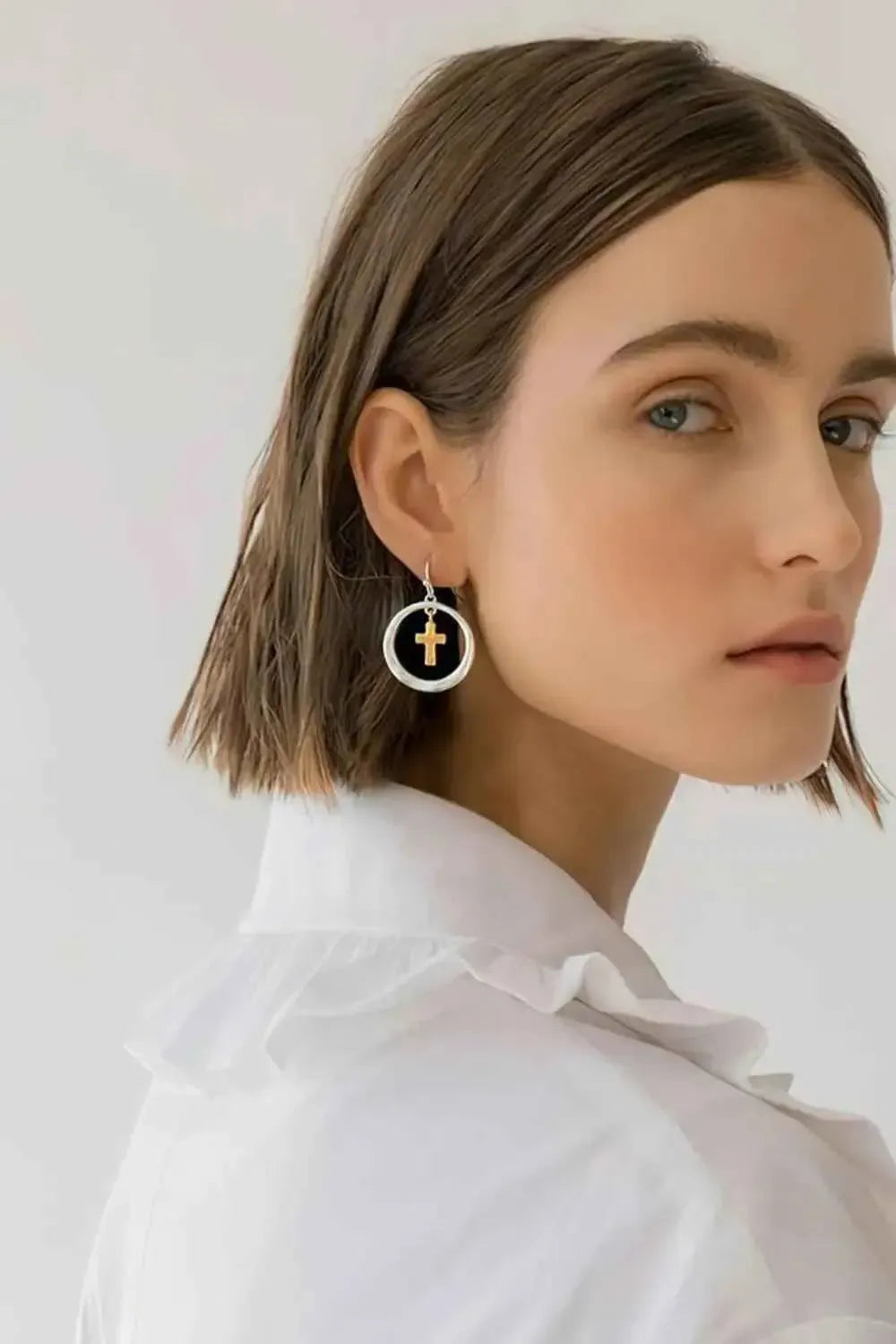 Modern Cross Dangle Earrings