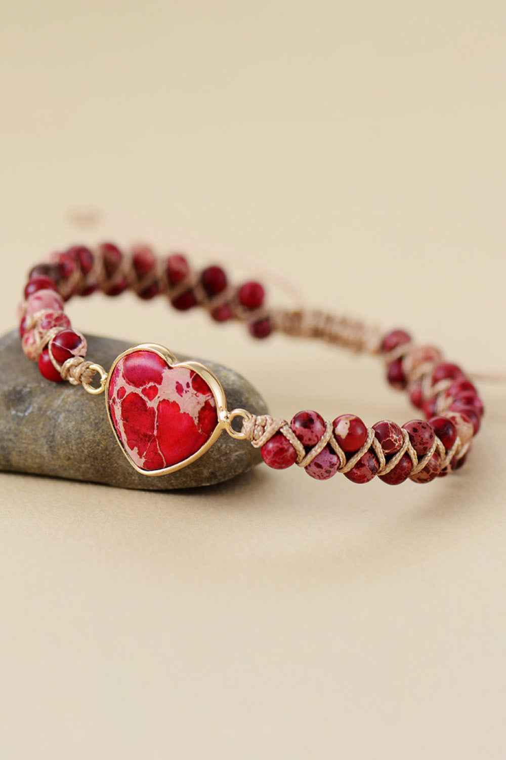 Heart-Shaped Natural Stone Bracelet