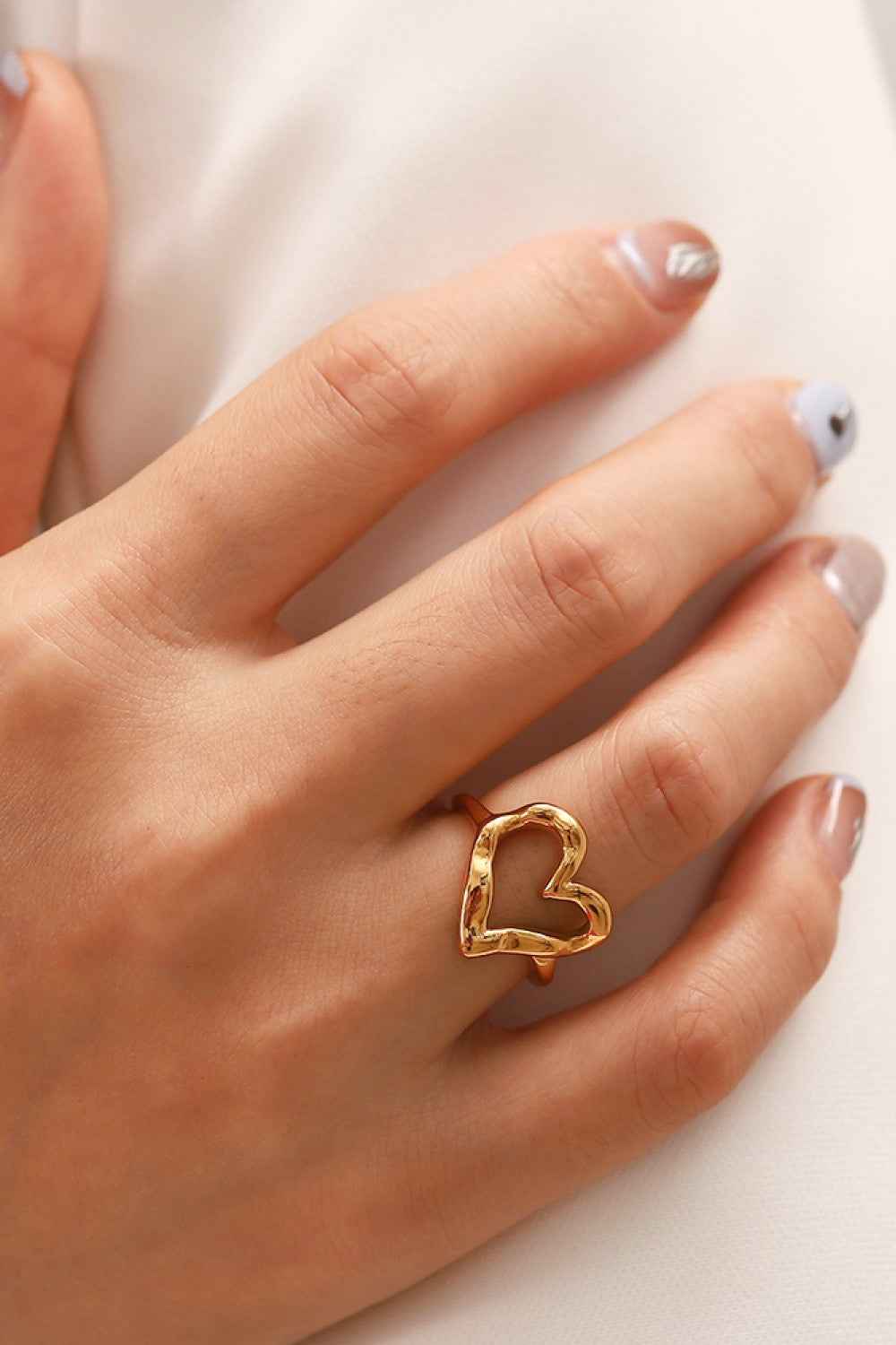 Gold Heart-Shaped Ring for Women