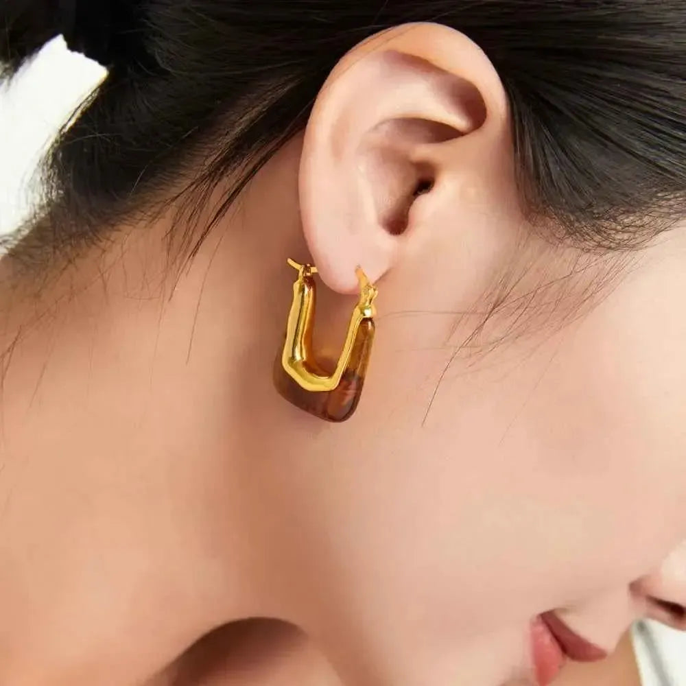 Modern U-Shaped Resin Earrings