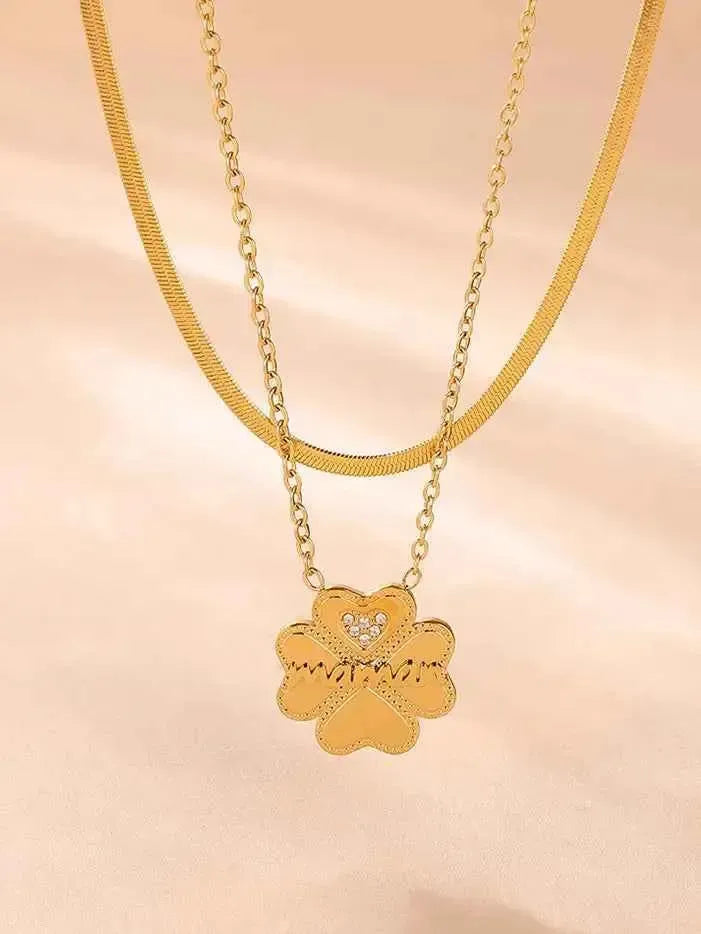 Lucky Clover Zircon Necklaces Set
