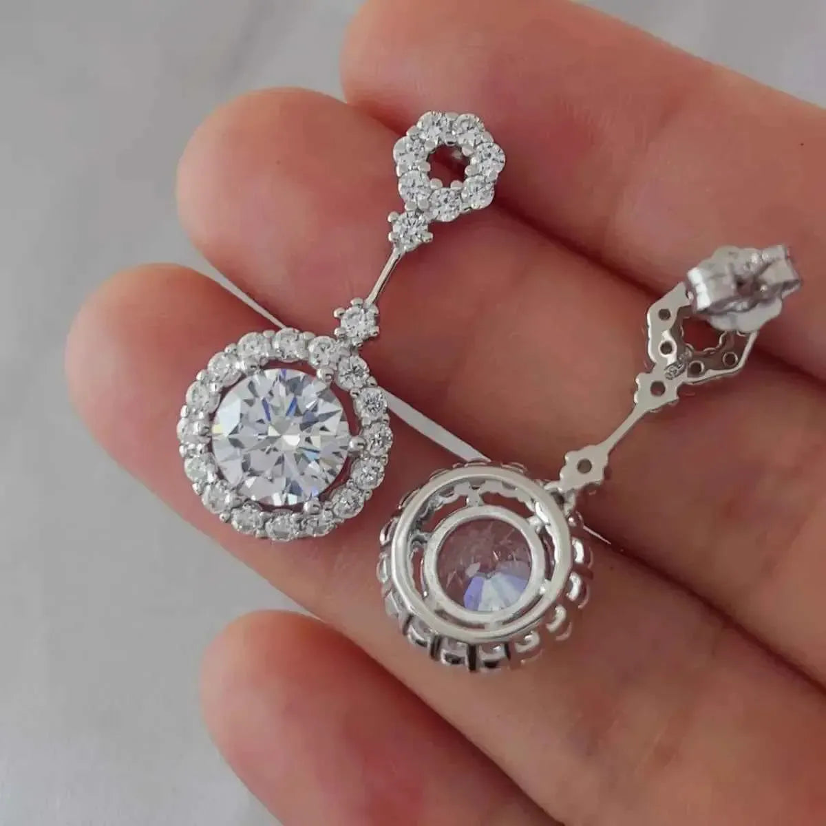 4 Carat Crystal Halo Earrings
