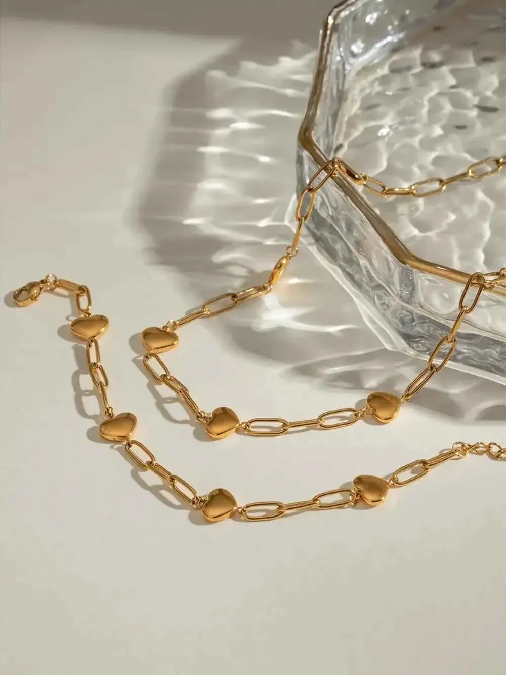 Heart Charm Gold Link Bracelet