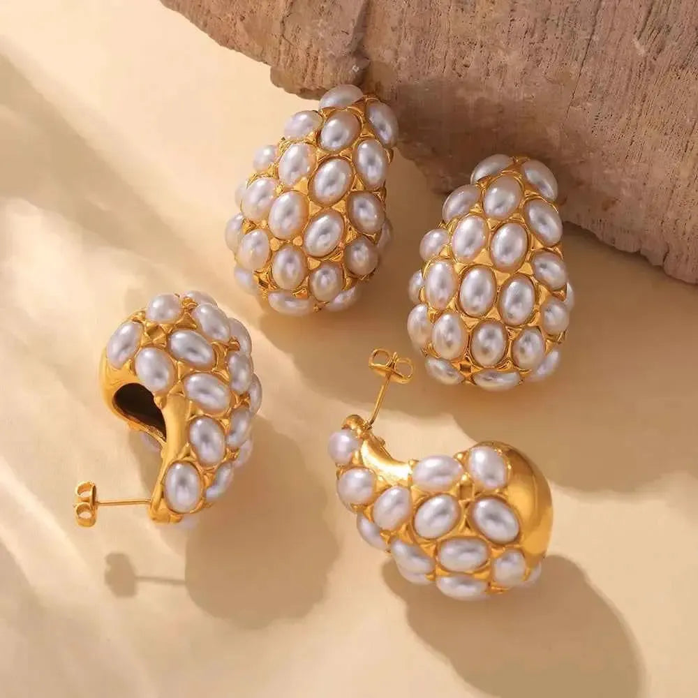 Modern Pearl Studs with Steel Base