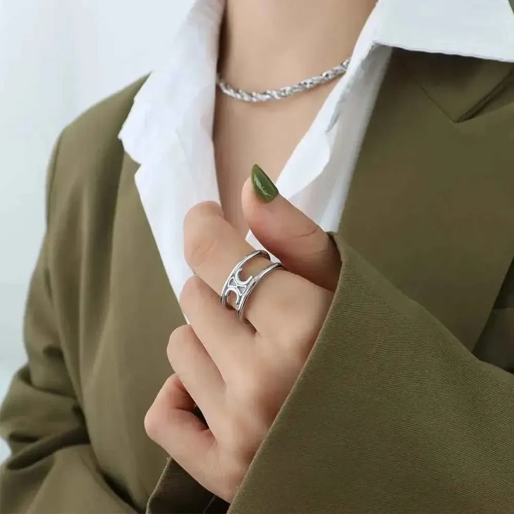 Double-Layered Ring – Titanium Steel Style