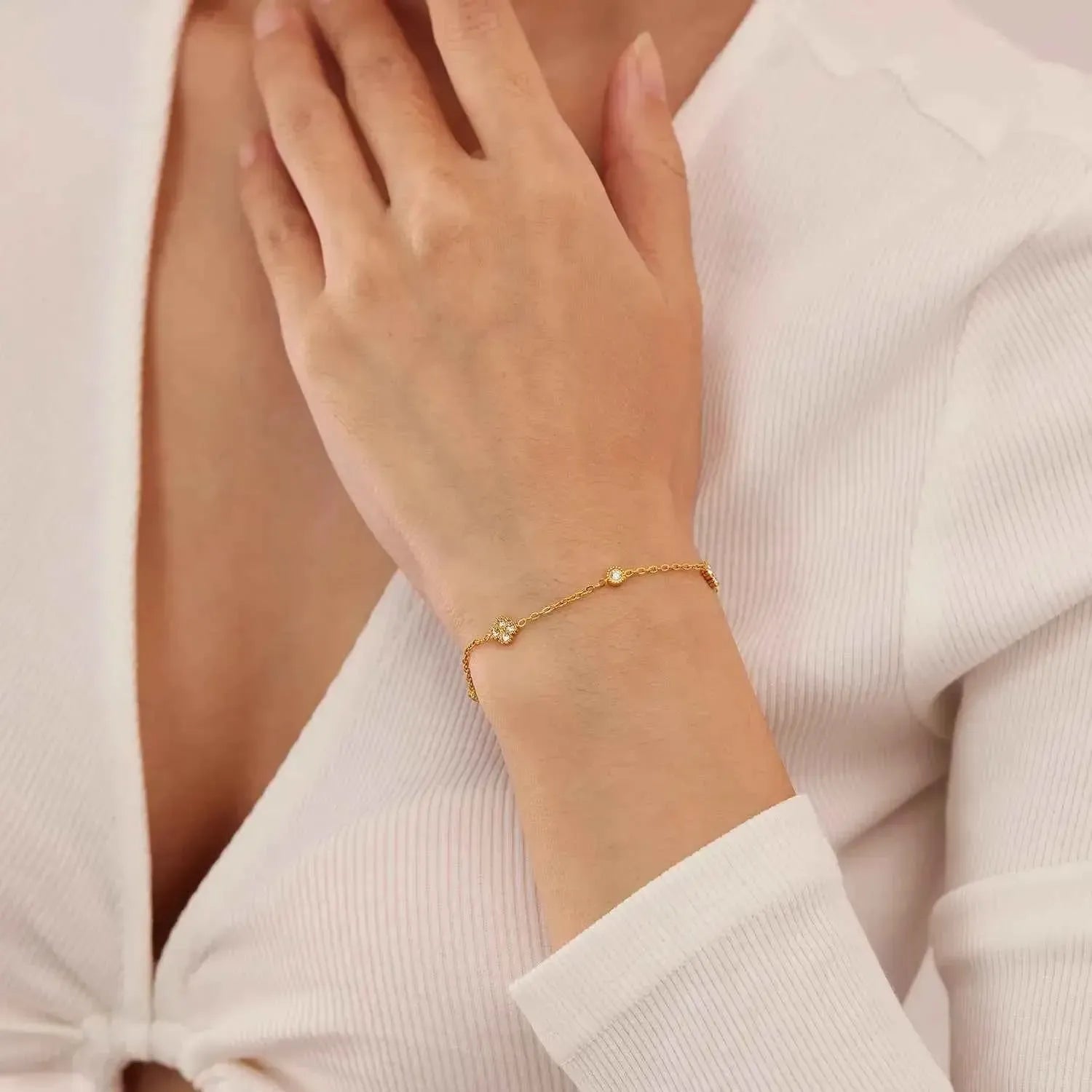 18K Gold Zircon Inlay Bracelet
