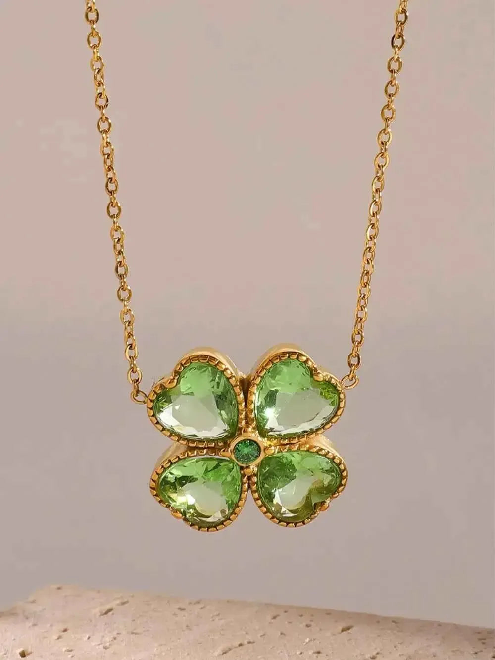 Lucky Clover Zircon Pendant Necklace