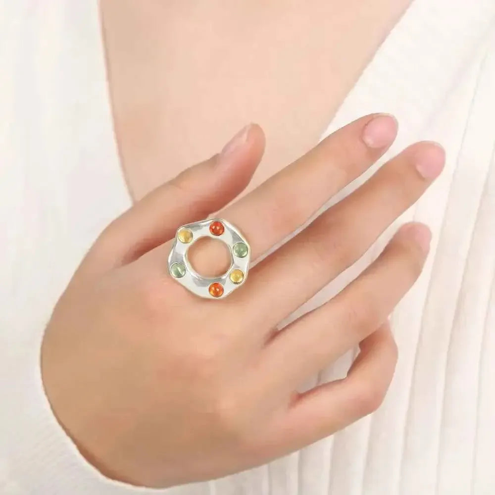 Titanium Steel Ring – Colorful Bead Style
