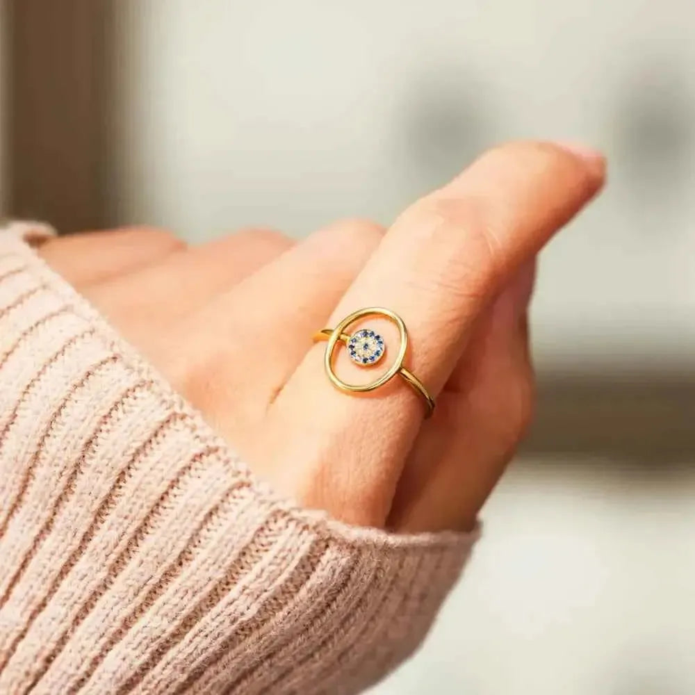 925 Silver Ring – Dainty Evil Eye Design