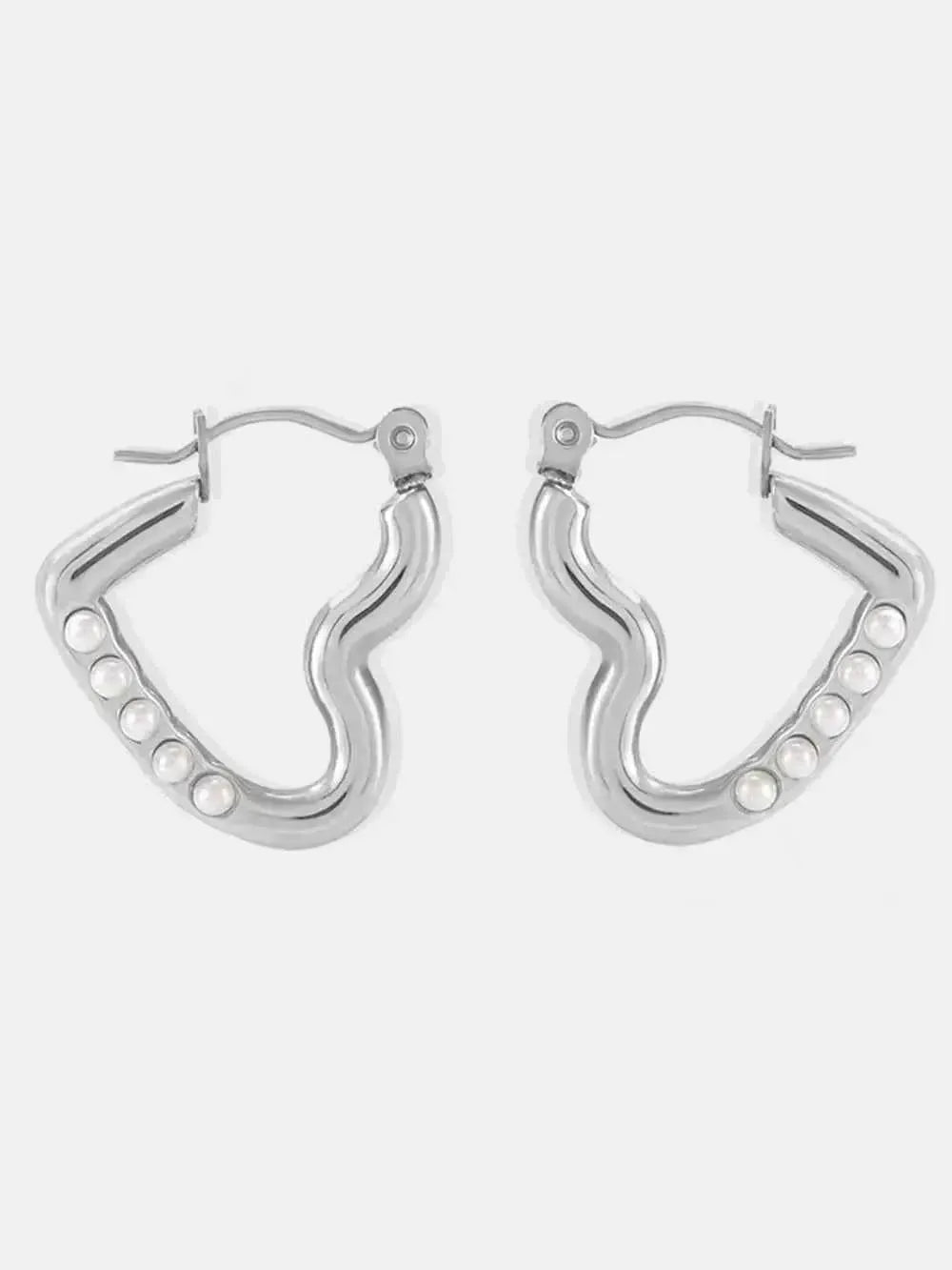 Modern Steel Heart-Shaped Studs