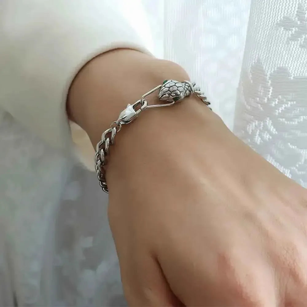 Bold Snake Chain Titanium Cuff