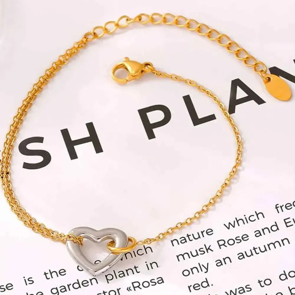 Romantic Heart Link Chain Bracelet