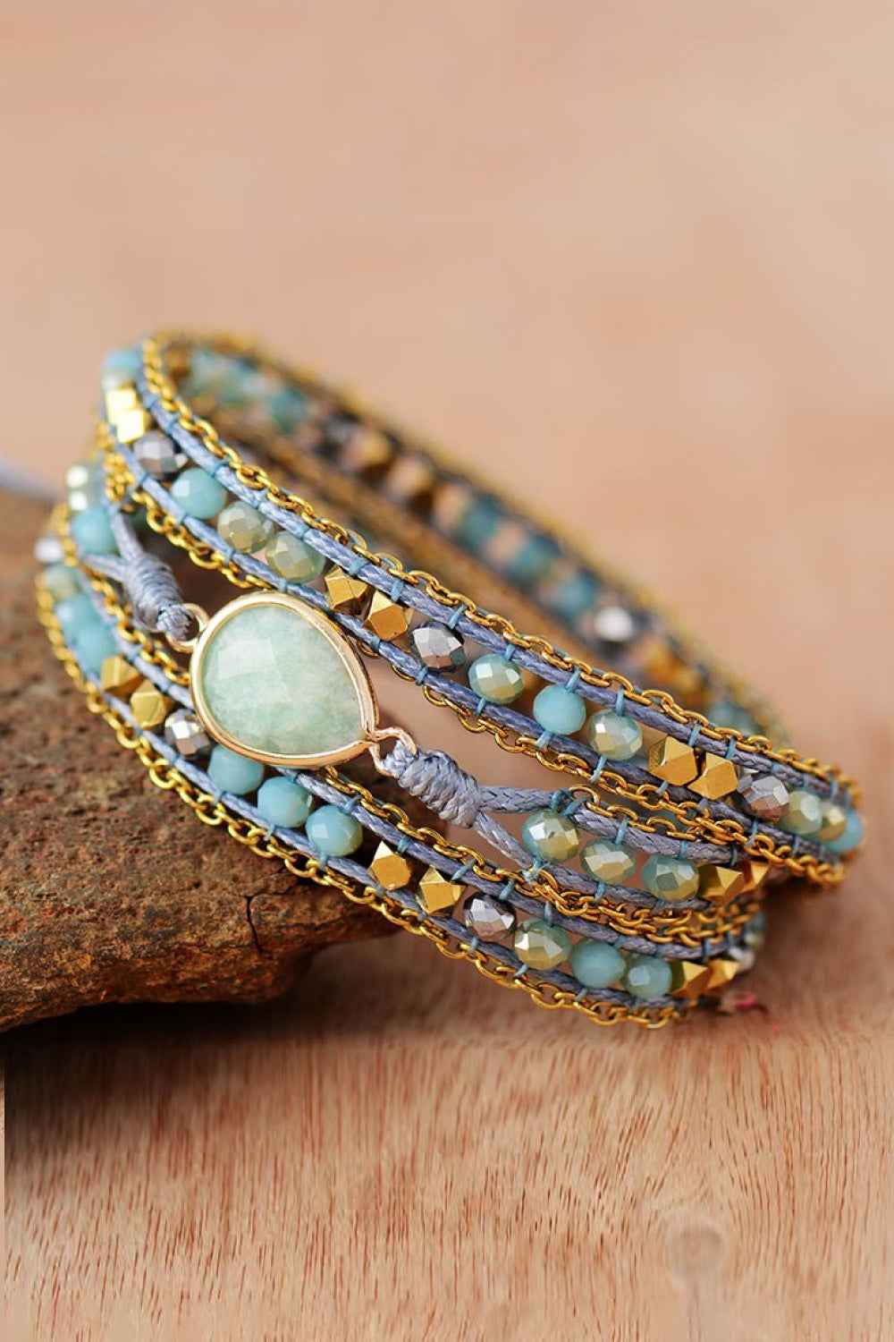 Teardrop Triple-Layer Beaded Bracelet