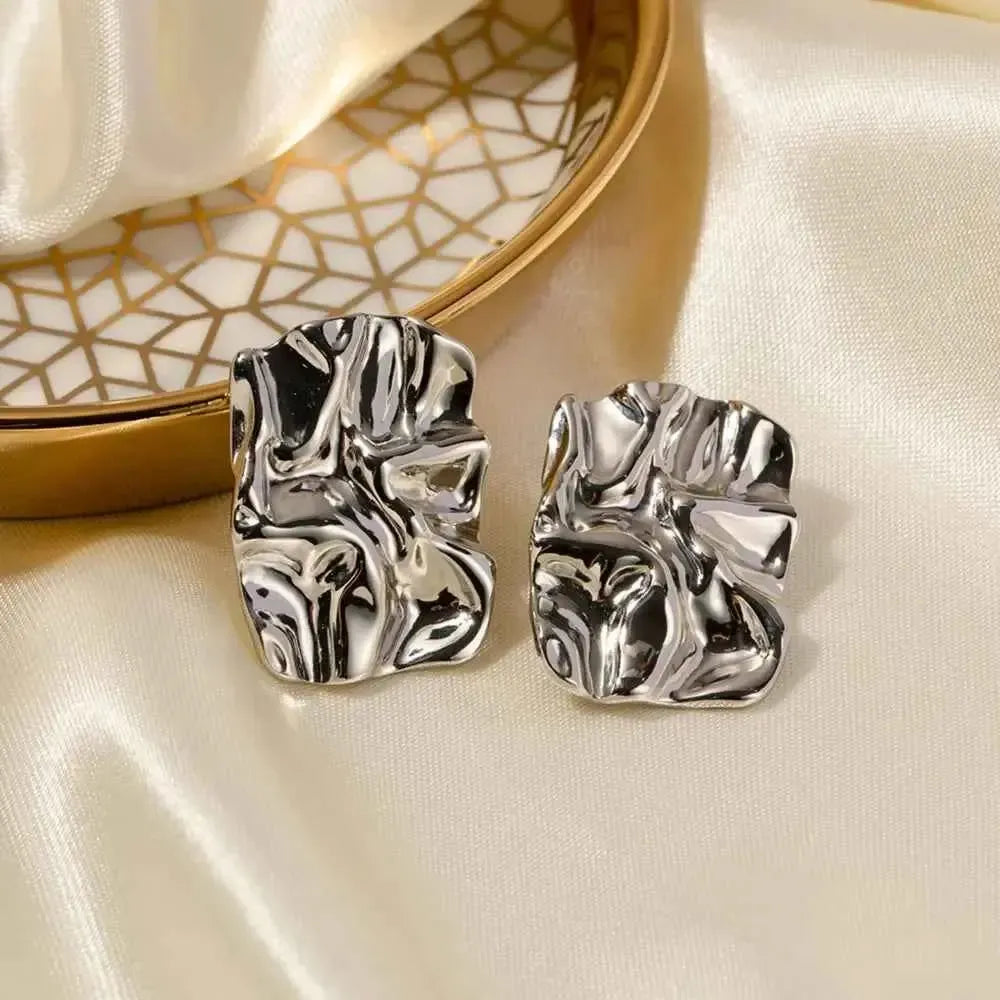 Geometric Gold-Plated Statement Earrings