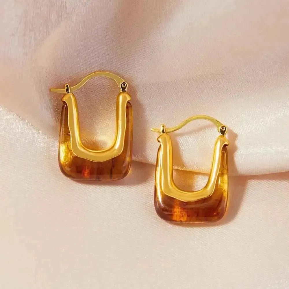 Modern U-Shaped Resin Earrings