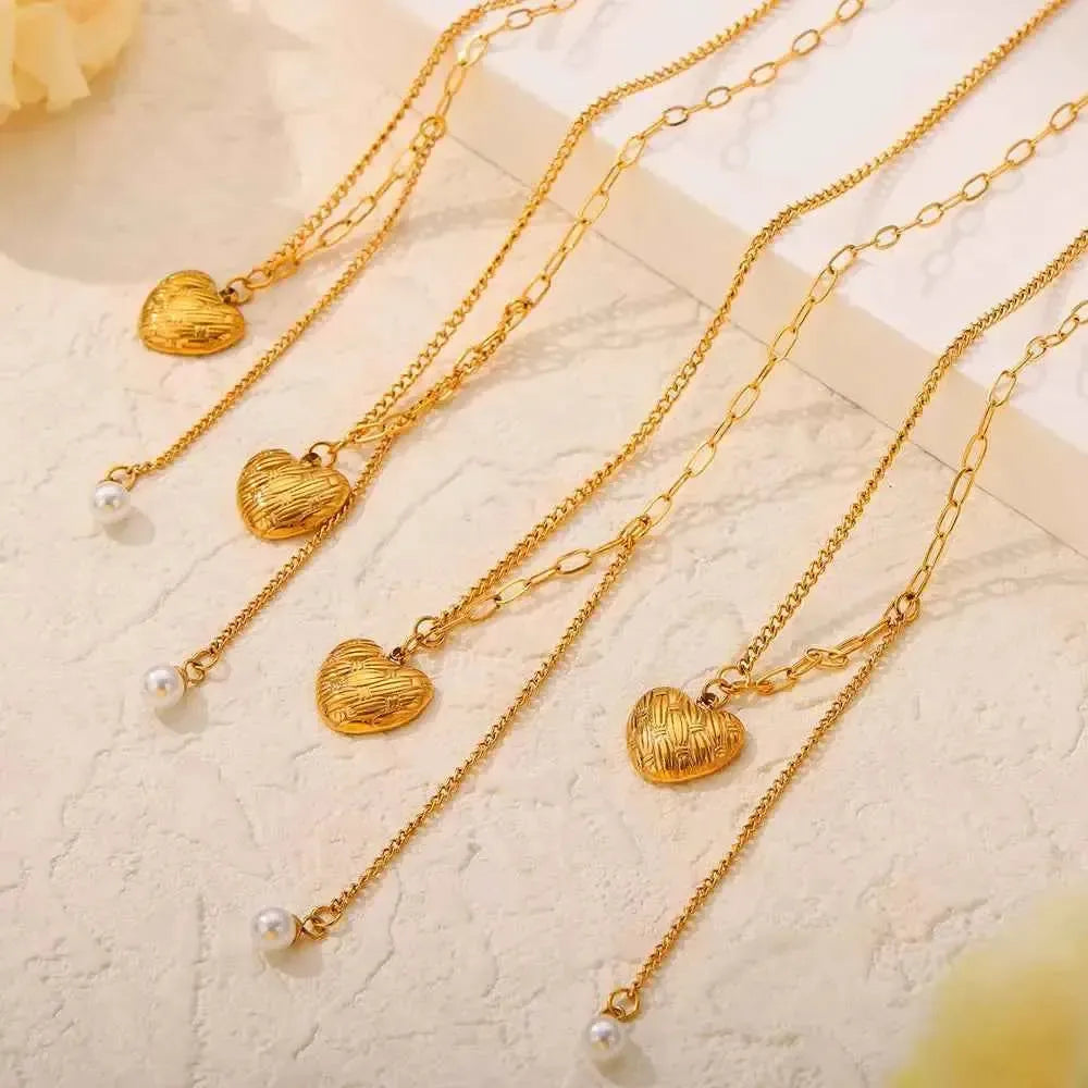Gold-Plated Pearl Heart Pendant
