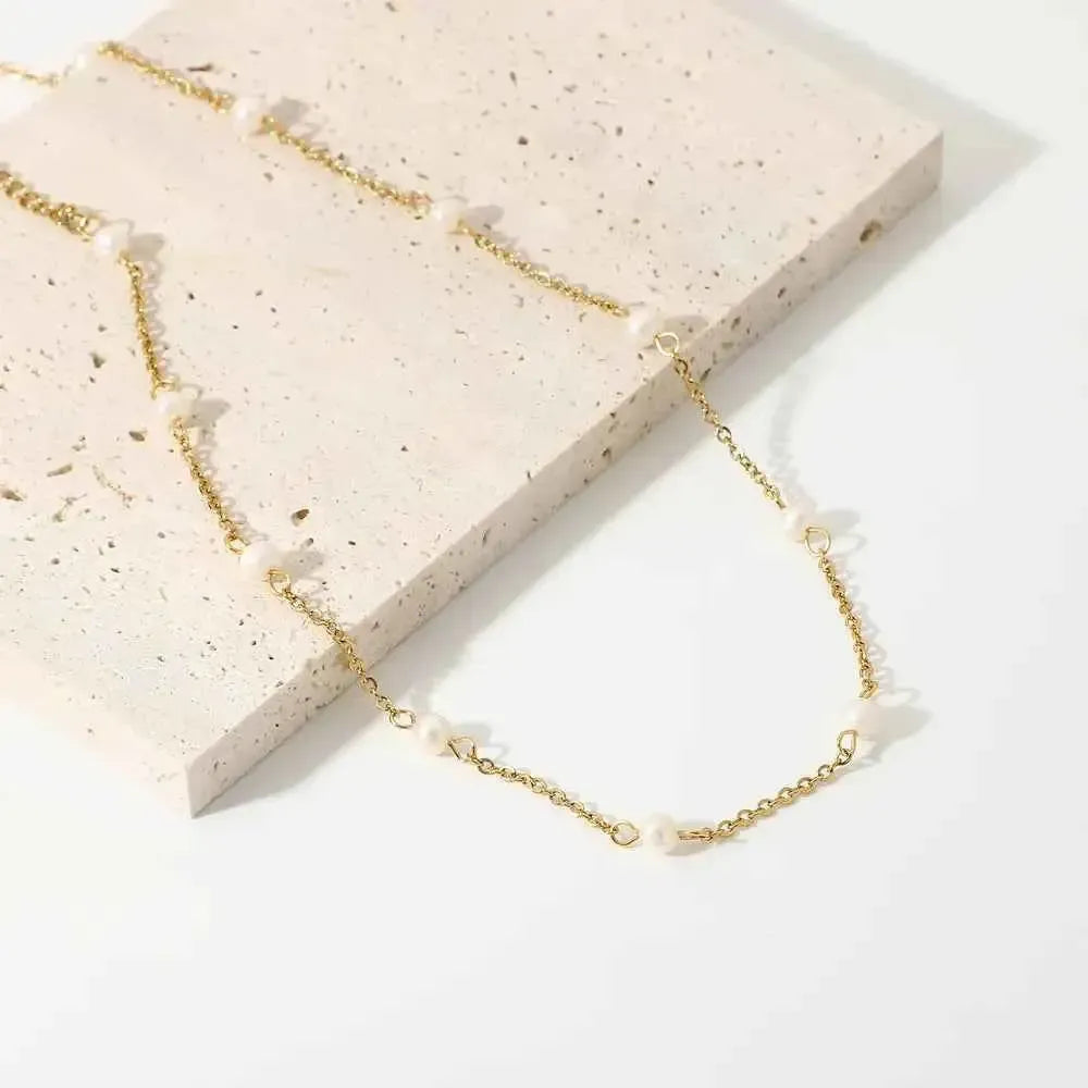Gold‑Plated Freshwater Pearl Necklace