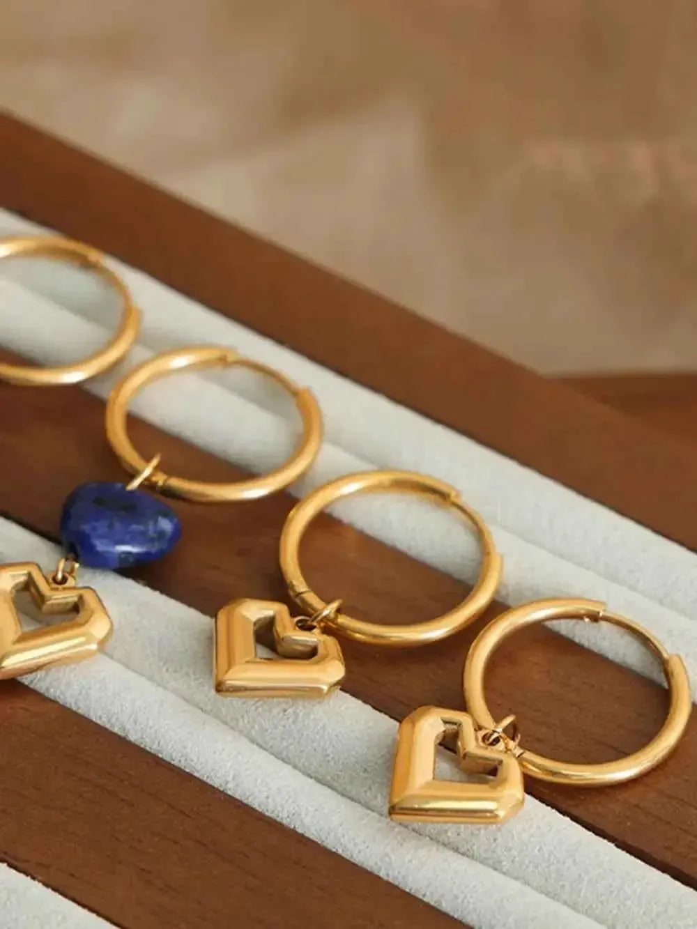 Heart-Shaped Lapis Lazuli Dangle Earrings