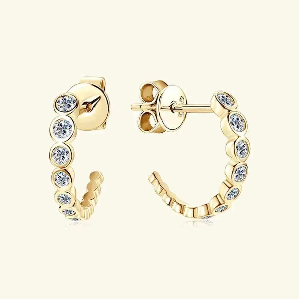 Luxe Sterling Silver C-Hoop Studs