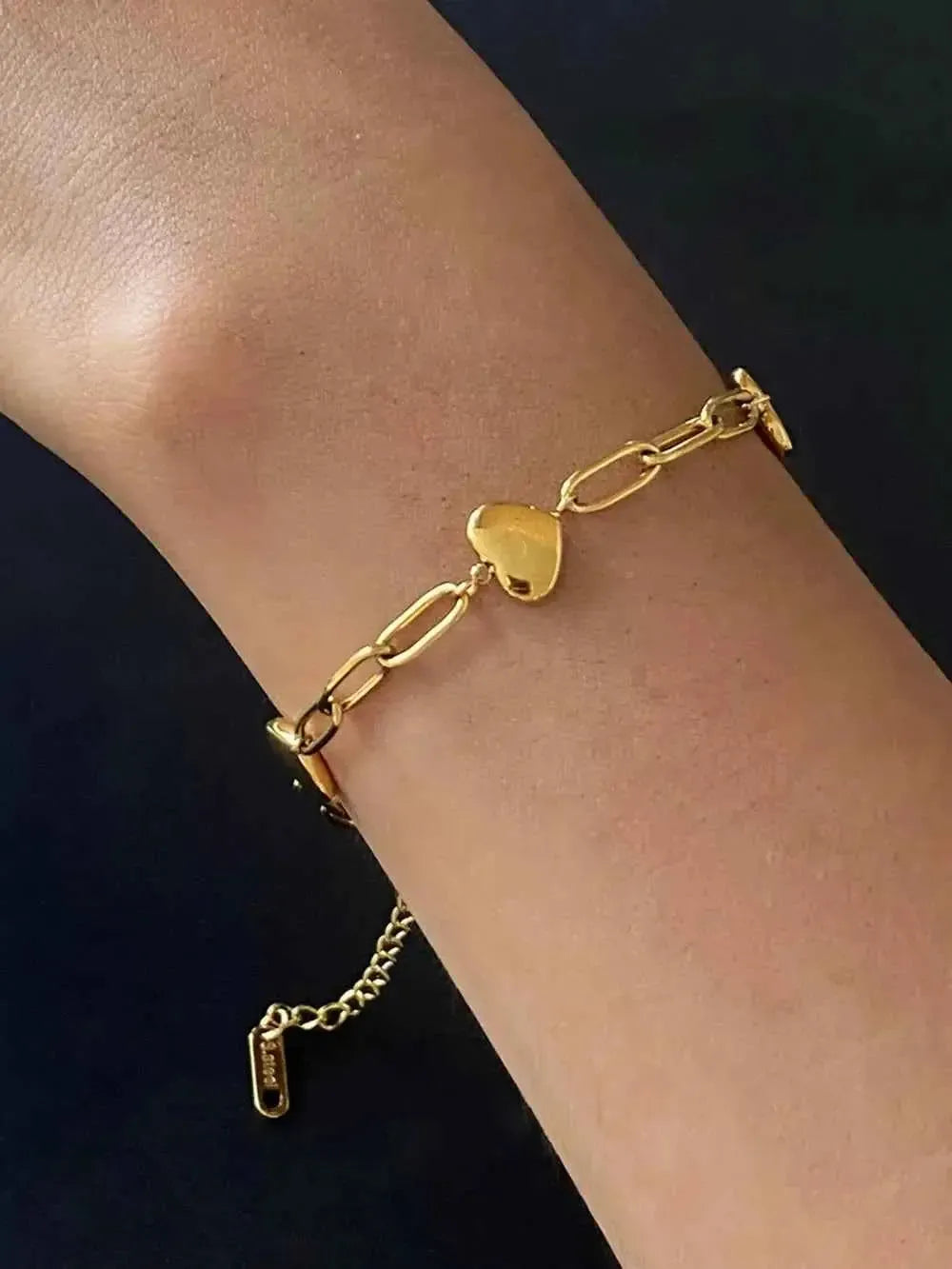 Heart Charm Gold Link Bracelet
