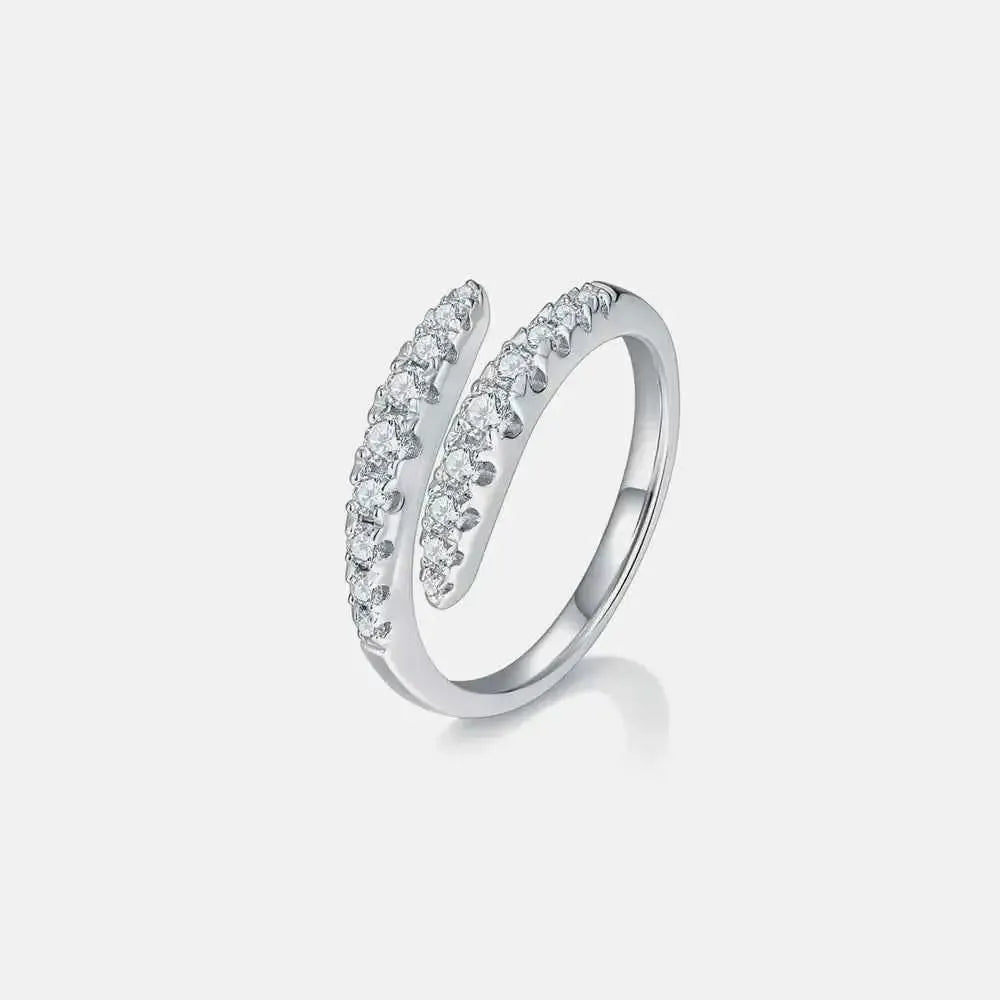 Moissanite Bypass Ring – 925 Silver Sparkle