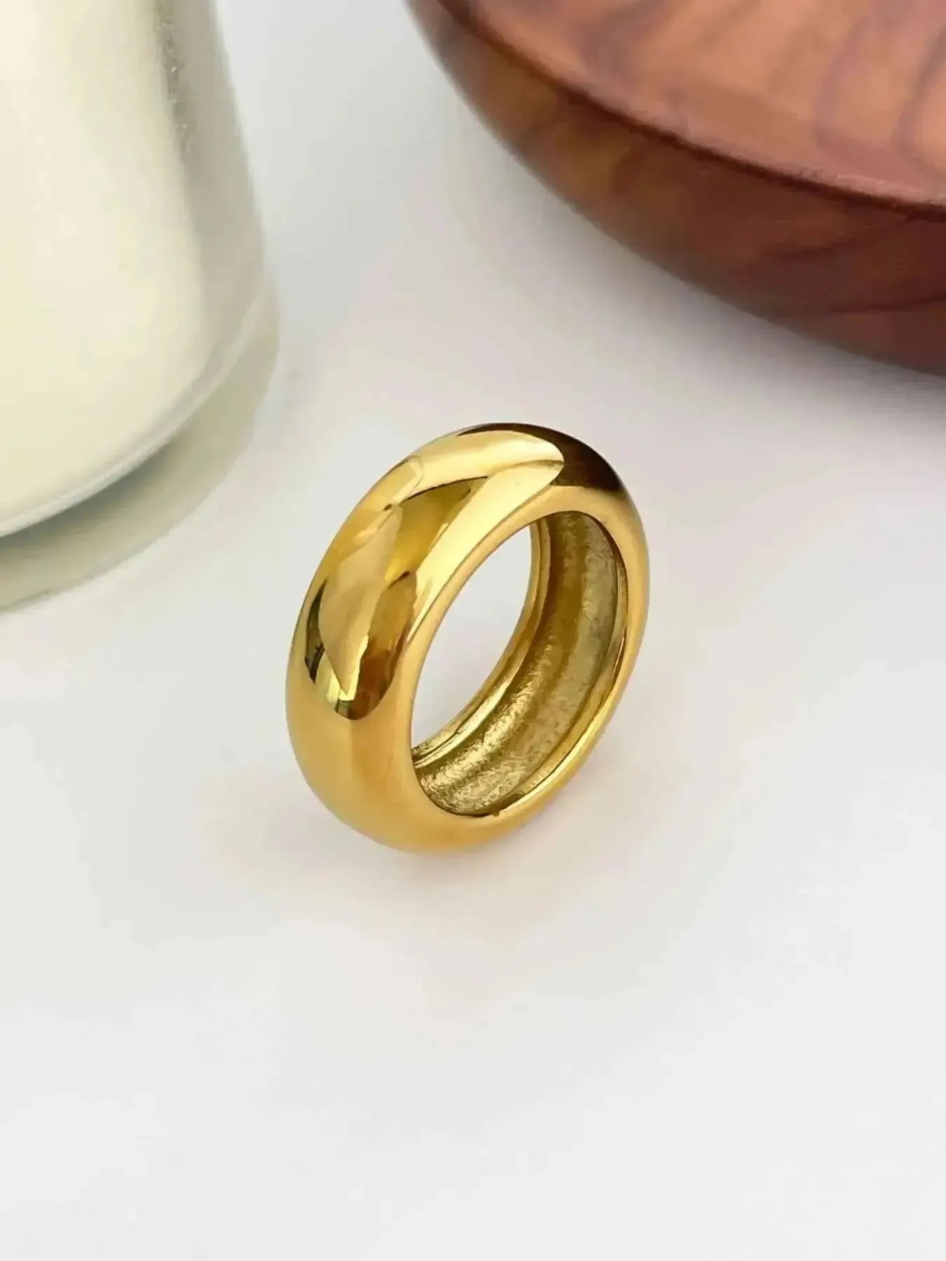 Double the Glow – 2 piece Bold 18K Gold Dome Ring Duo