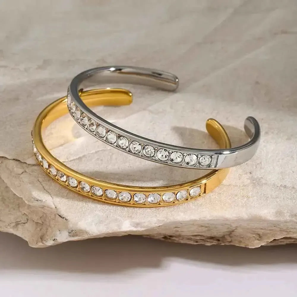 Lightweight Gold Zircon Chain Bracelet