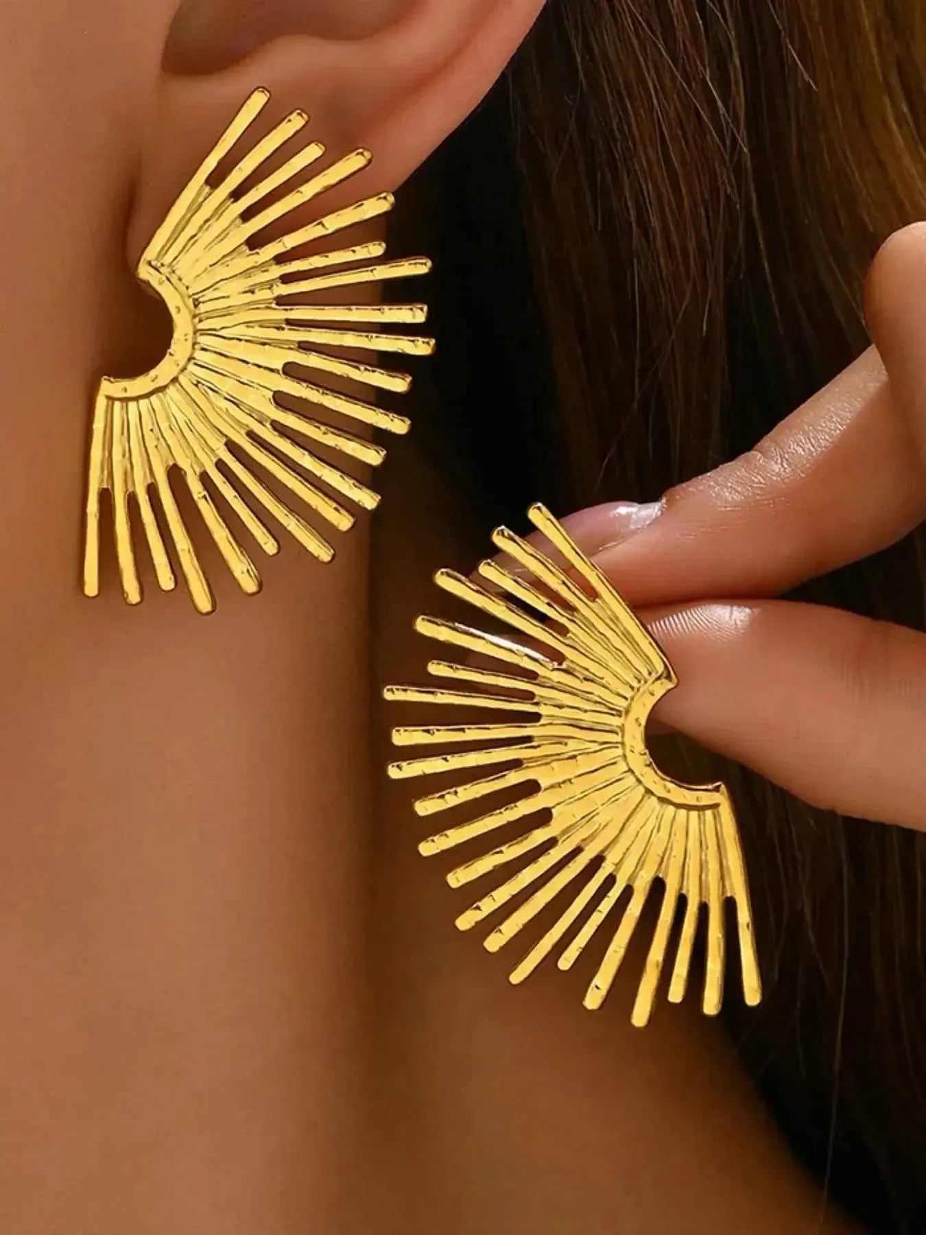 Golden Sunburst Stud Earrings