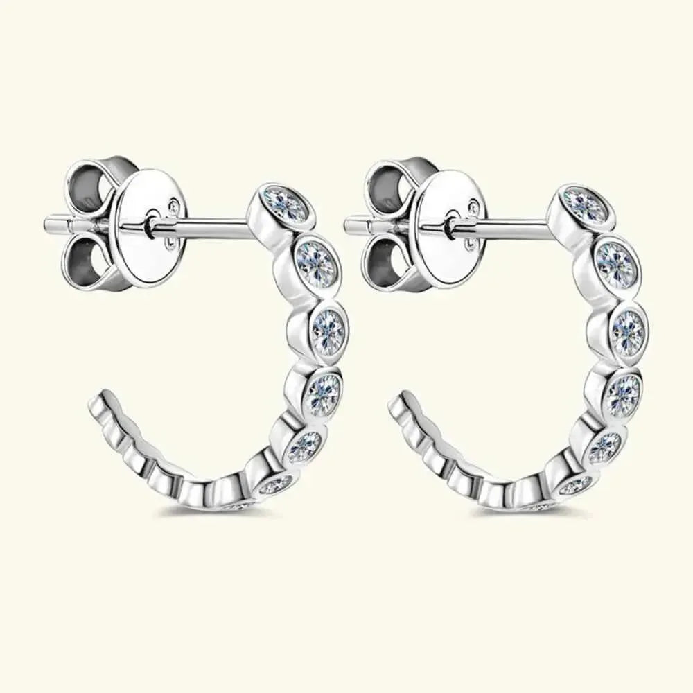 Luxe Sterling Silver C-Hoop Studs