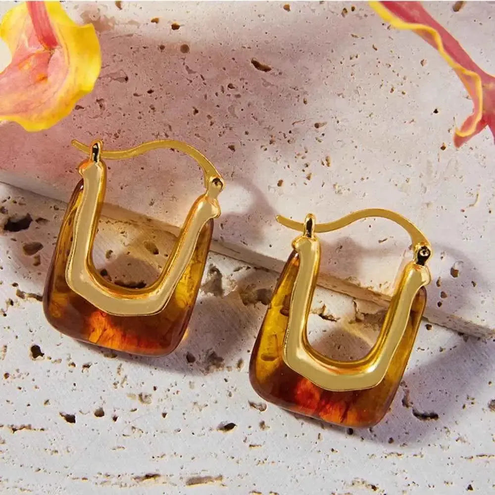 Modern U-Shaped Resin Earrings