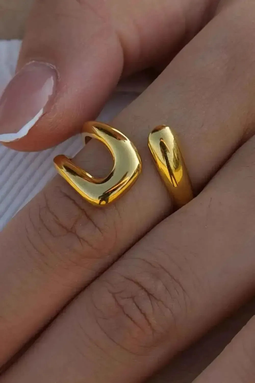 18K Gold-Plated Geometric Gold Twisted Open Ring