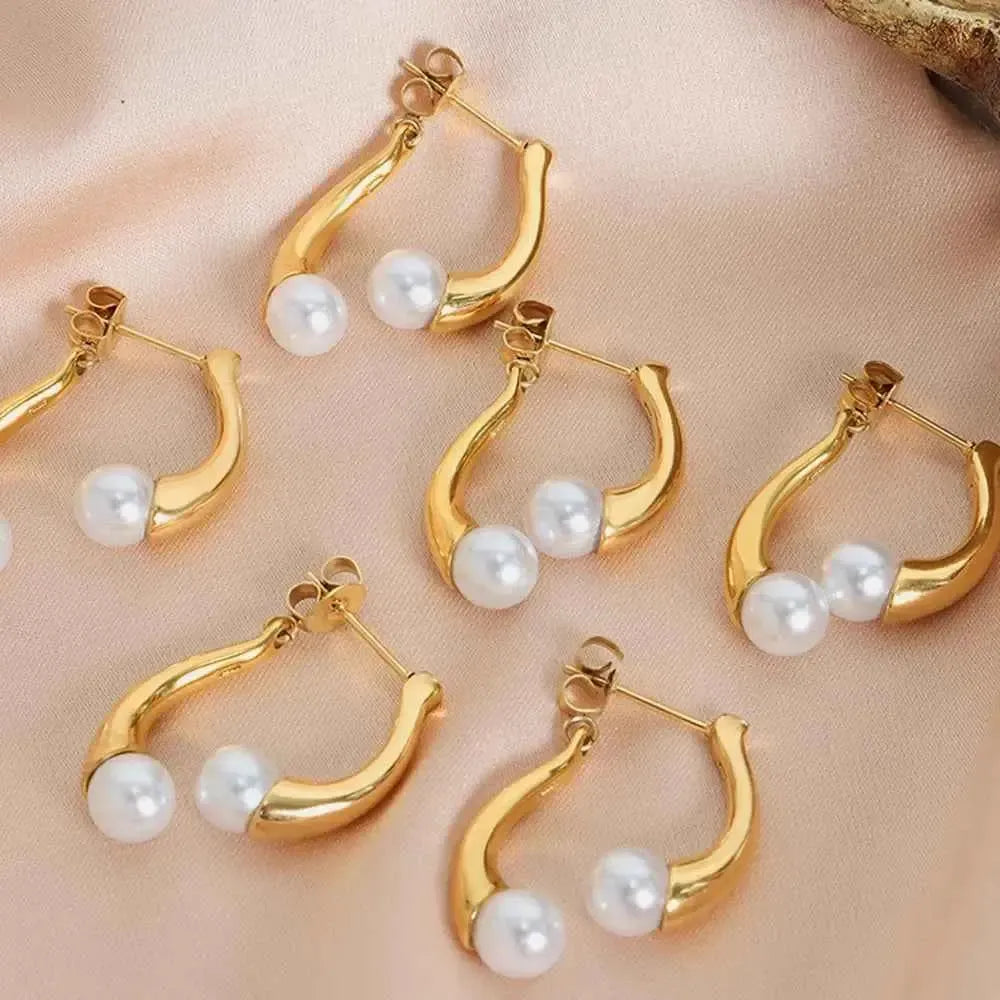 Unique Design Pearl Accent Earrings