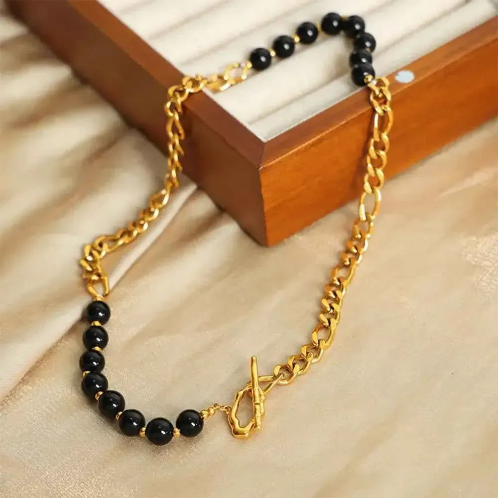Statement Beaded Chain Necklace