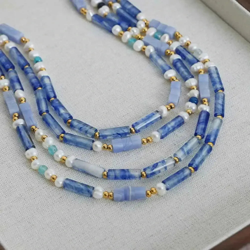 Modern Geometric Pearl Titanium Necklace