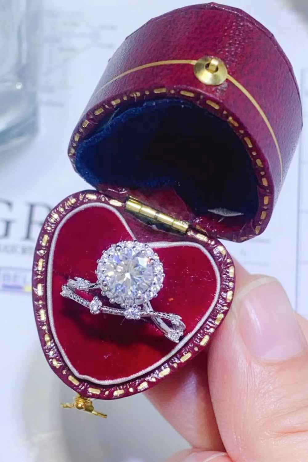 Platinum-Plated Elegant Moissanite Ring