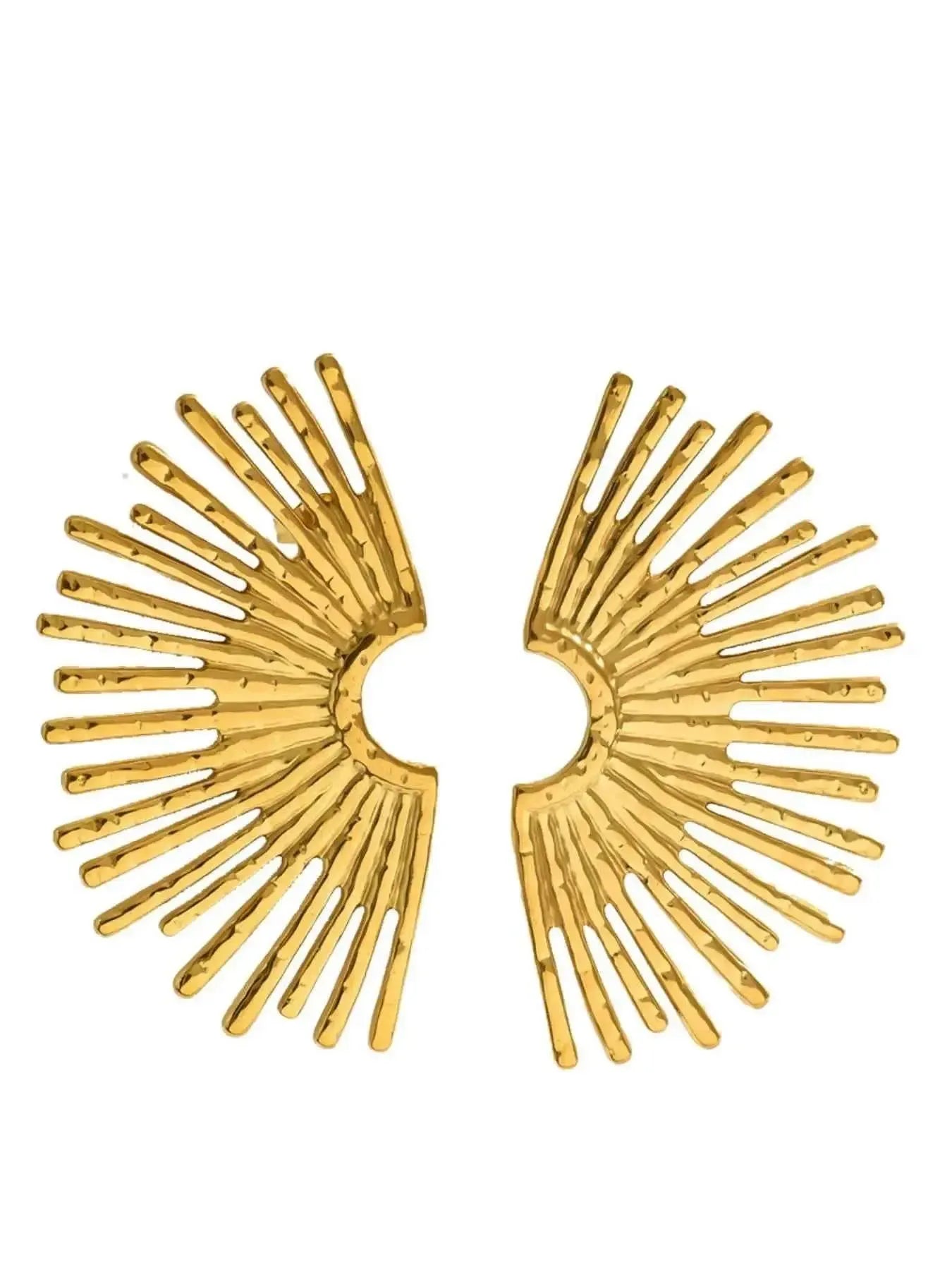 Golden Sunburst Stud Earrings