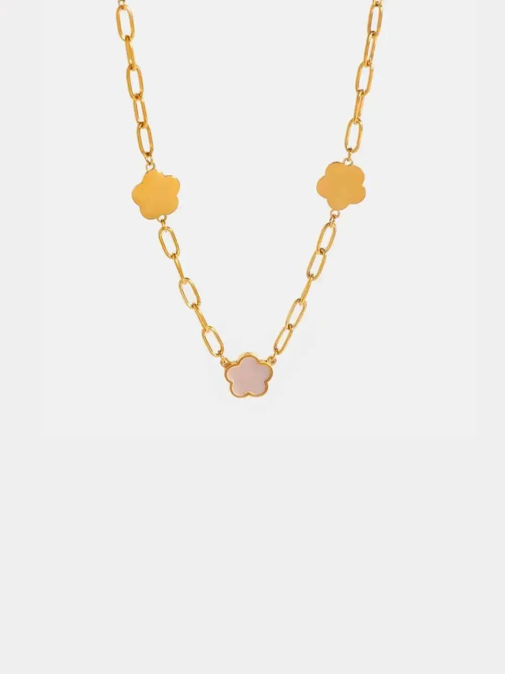 Mother‑of‑Pearl Flower Gold Necklace