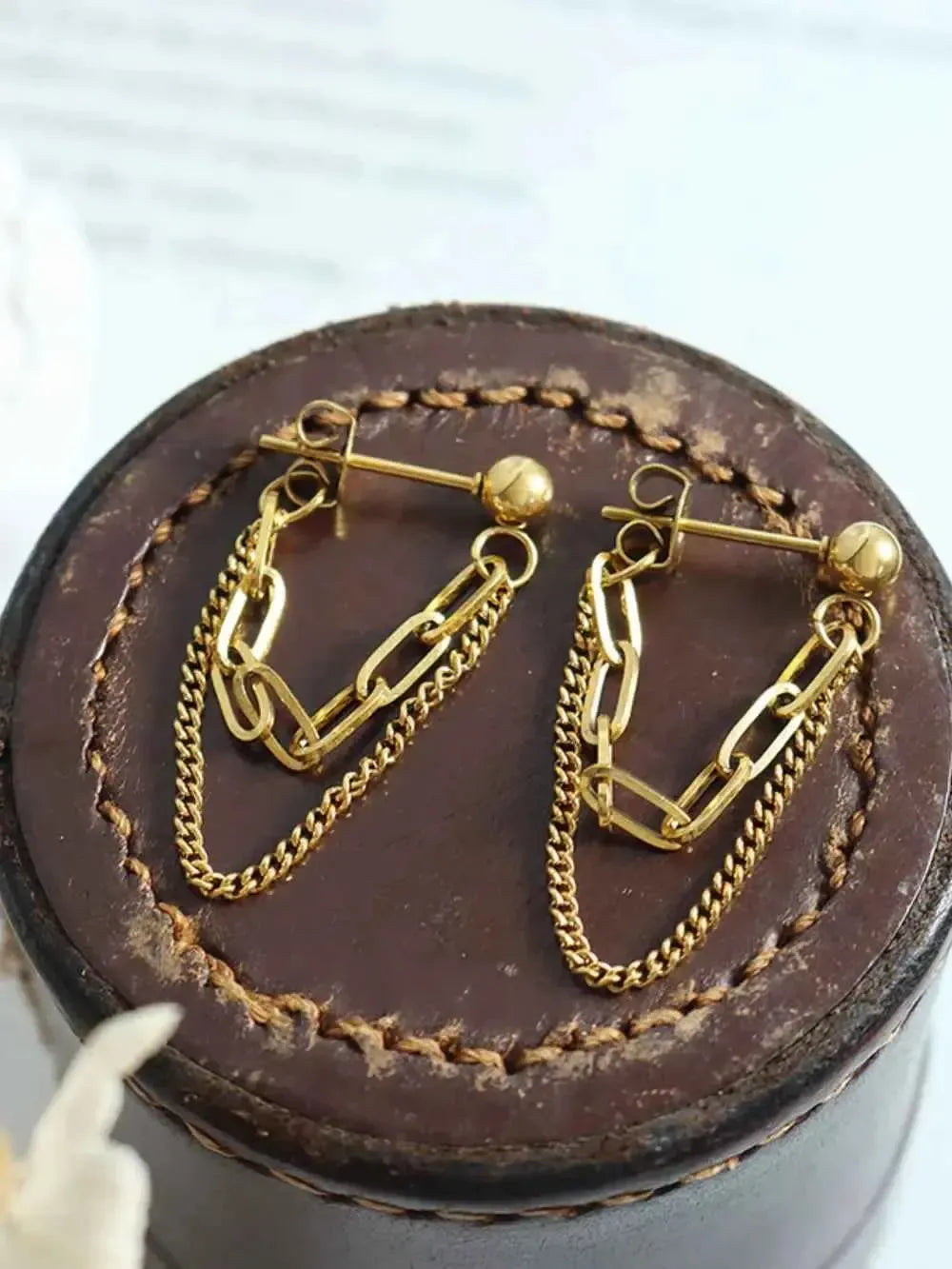 Bold Double Chain Statement Earrings